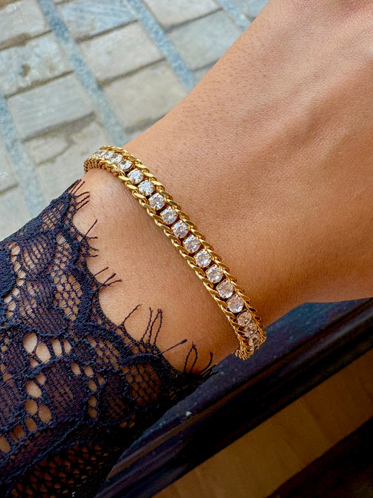 Fero link tennis bracelet- - Waterproof, 18k Gold Plated