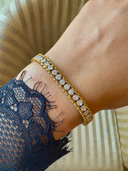 Fero link tennis bracelet- - Waterproof, 18k Gold Plated