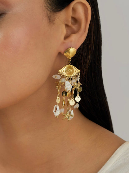 Ocean Eye Dangle Earrings - Waterproof, 18k Gold Plated