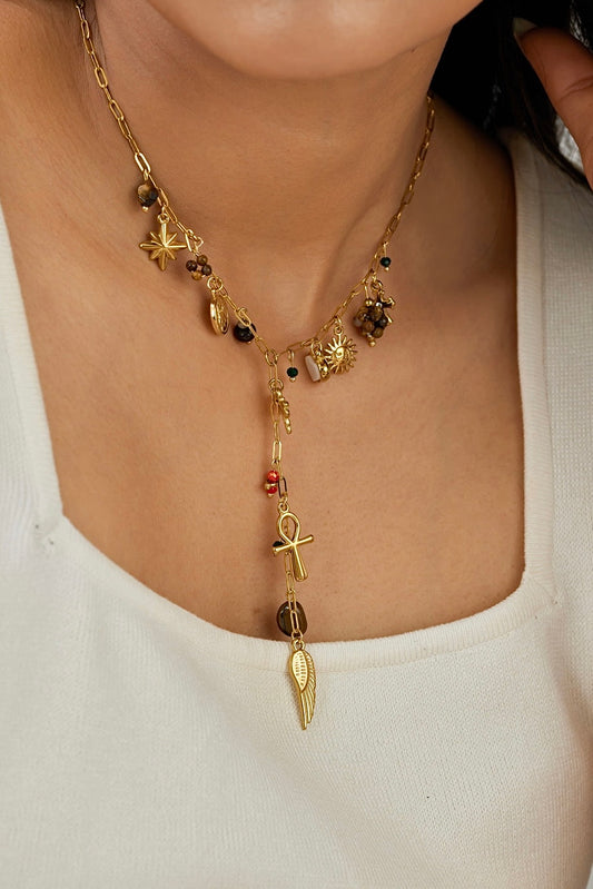 Zoya Multi Charm Necklace - Waterproof, 18k Gold Plated