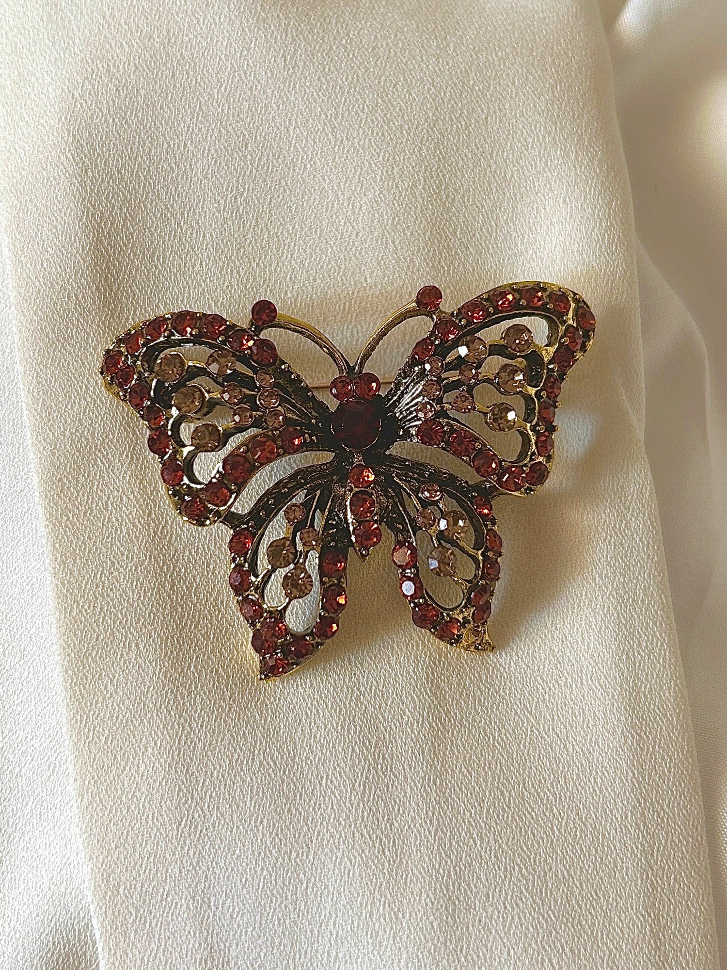 Brown Butterfly Studded Brooch