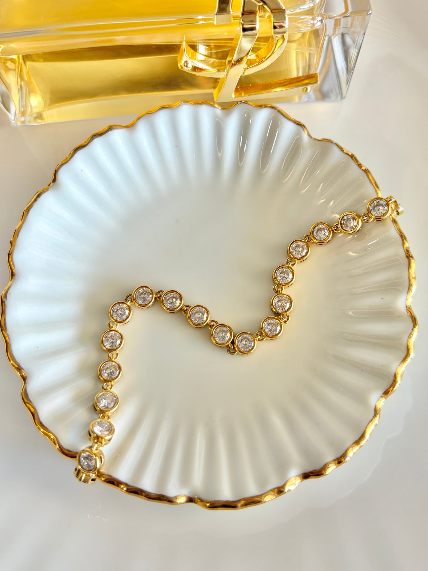 Sophie Gold Round Bezel-Set Tennis Bracelet