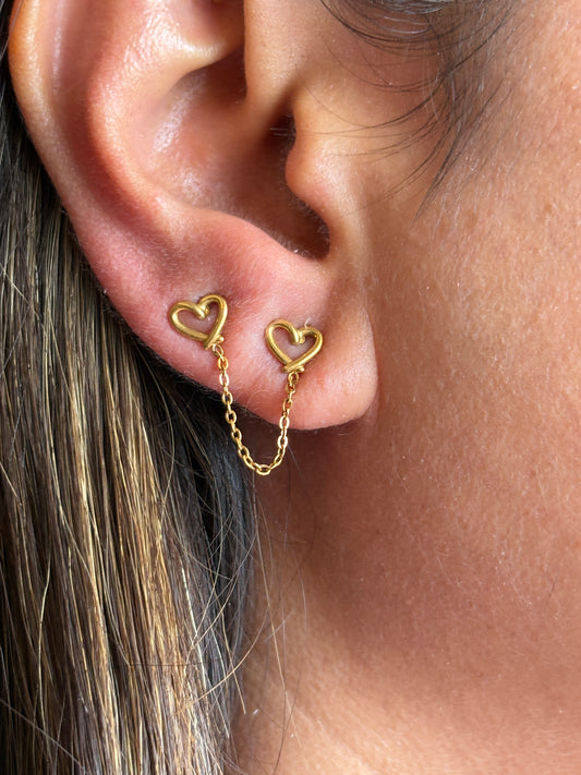 Heart String Earrings - Waterproof, 18k Gold Plated