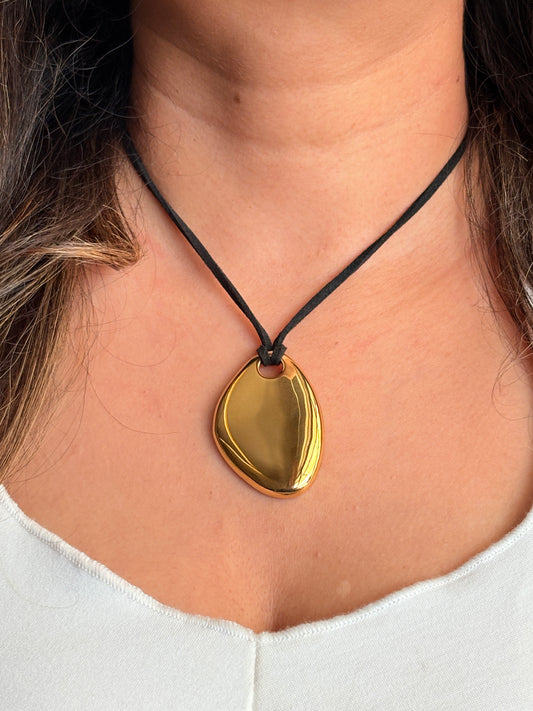 Black Thread Necklace - Waterproof, 18k Gold Plated