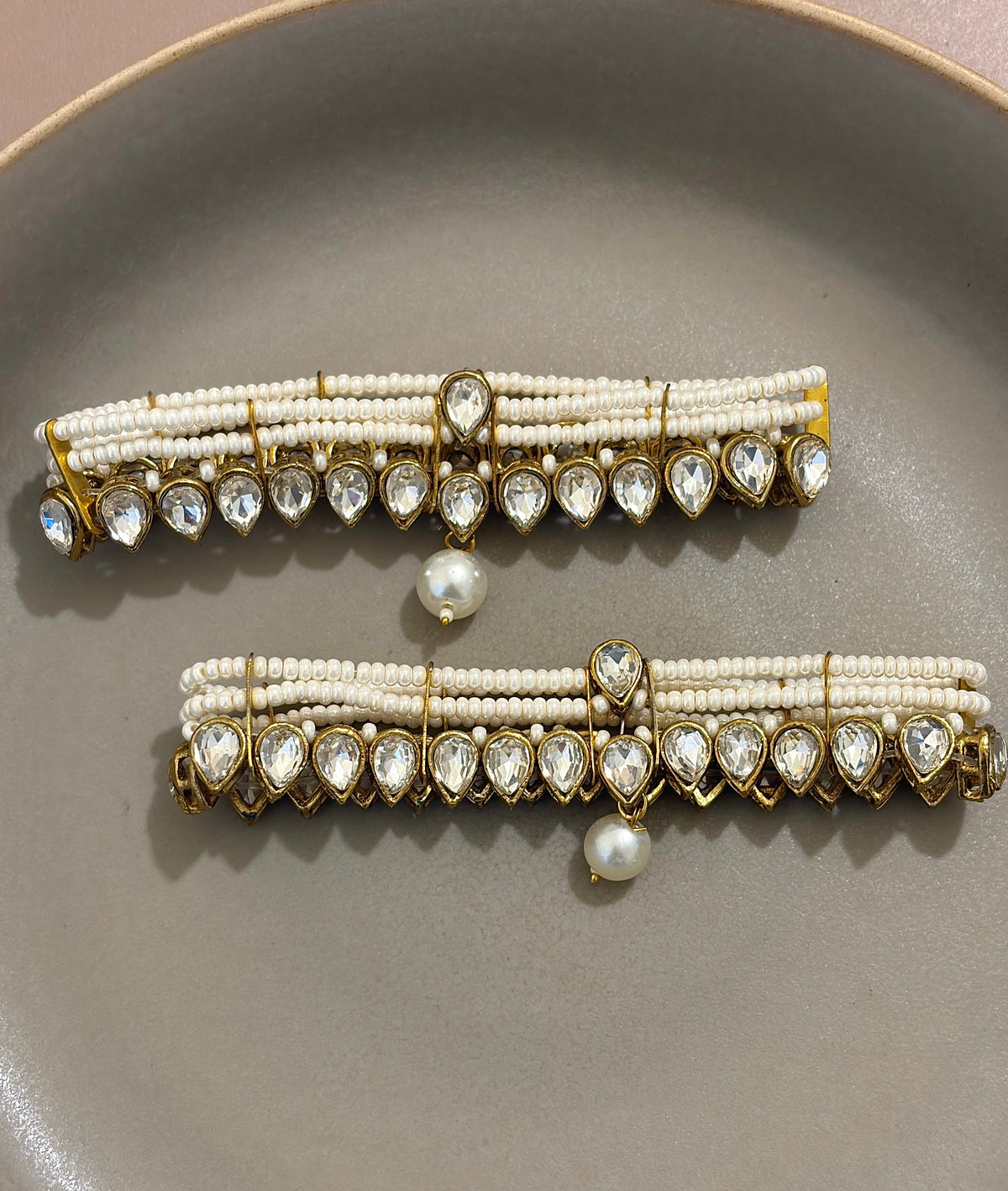 Mehnoor Pearl Kundan Elasticated Payal