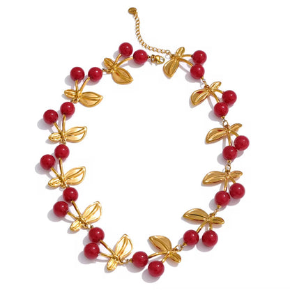 Cherry Necklace - Waterproof, 18k Gold Plated