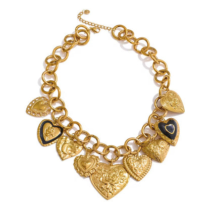Tia Vintage Multi Heart Necklace - Waterproof, 18k Gold Plated