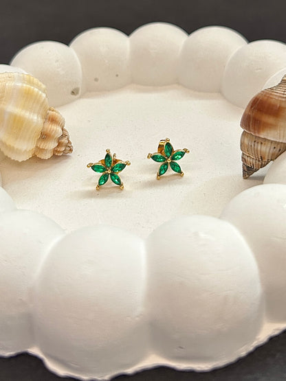 Flower Studs - Waterproof, 18k Gold Plated