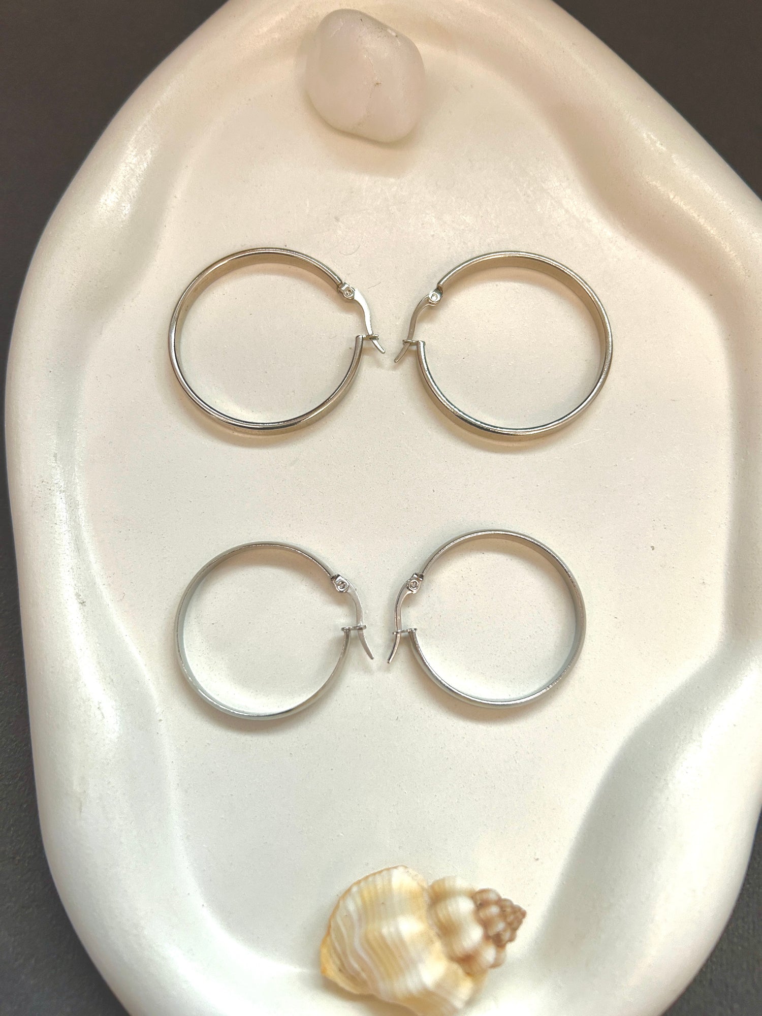 Sayara Hoops - Waterproof, 18k White Gold Plated