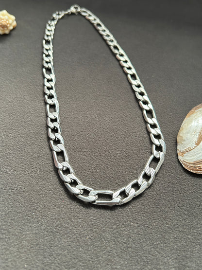 Silver Link Necklace - Waterproof, 18k White Gold Plated