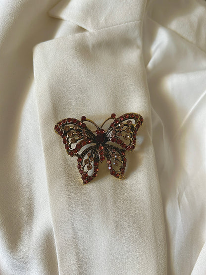 Brown Butterfly Studded Brooch