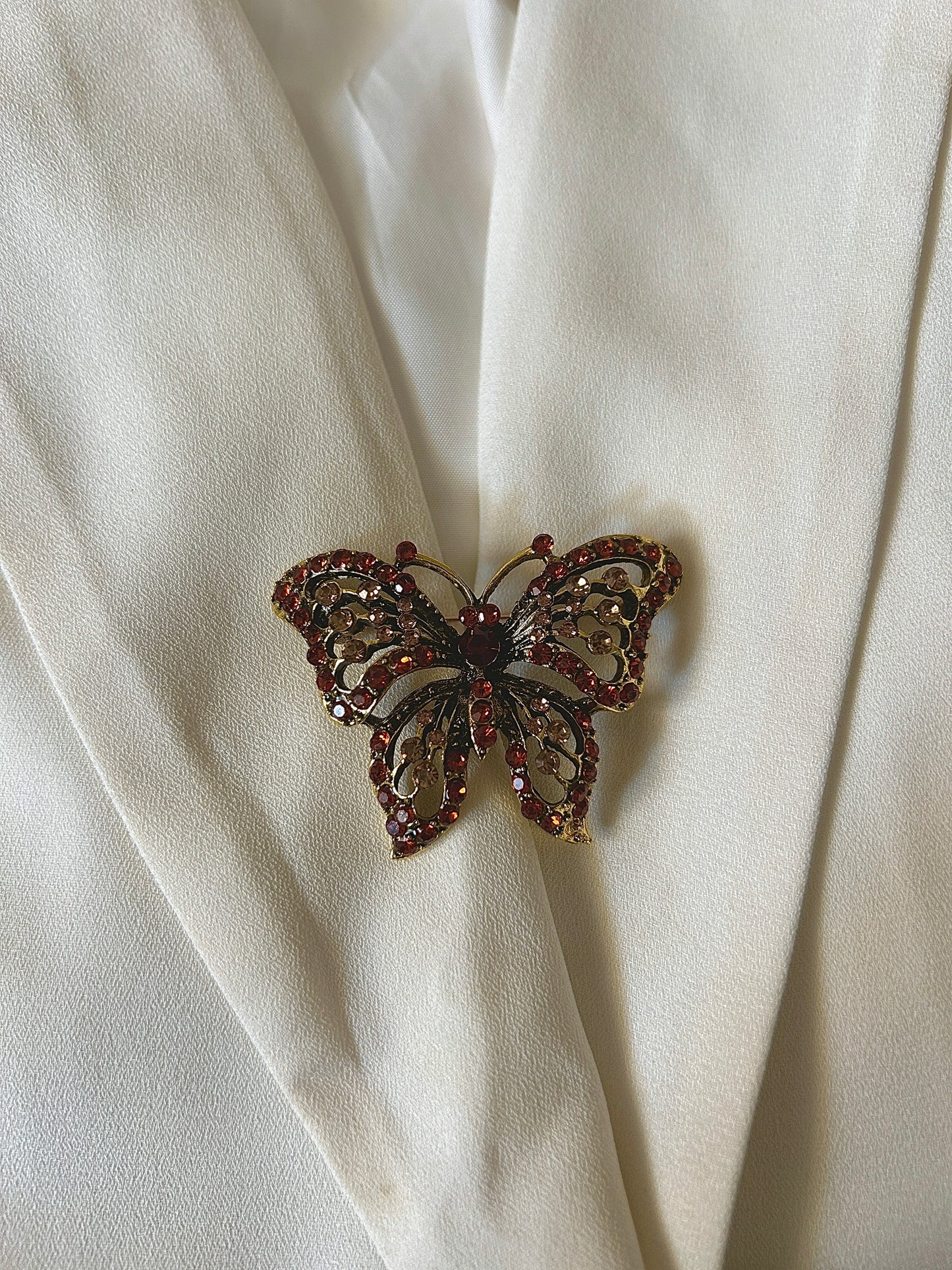 Brown Butterfly Studded Brooch