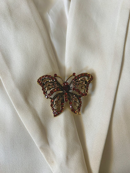 Brown Butterfly Studded Brooch