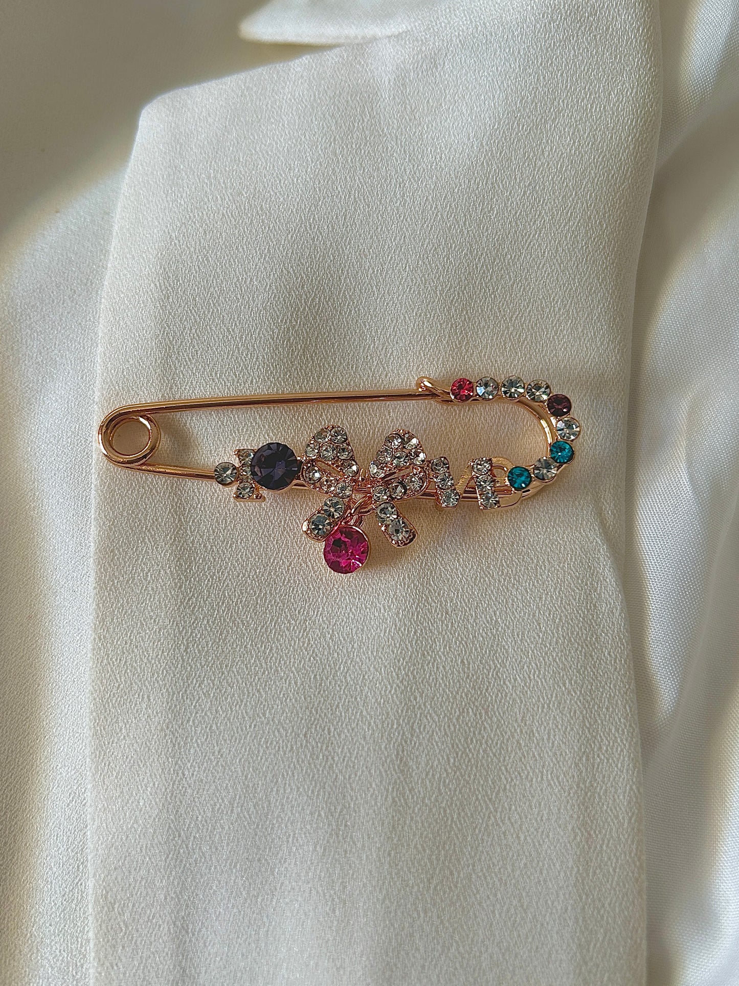 Safety Pin Bow Brooch