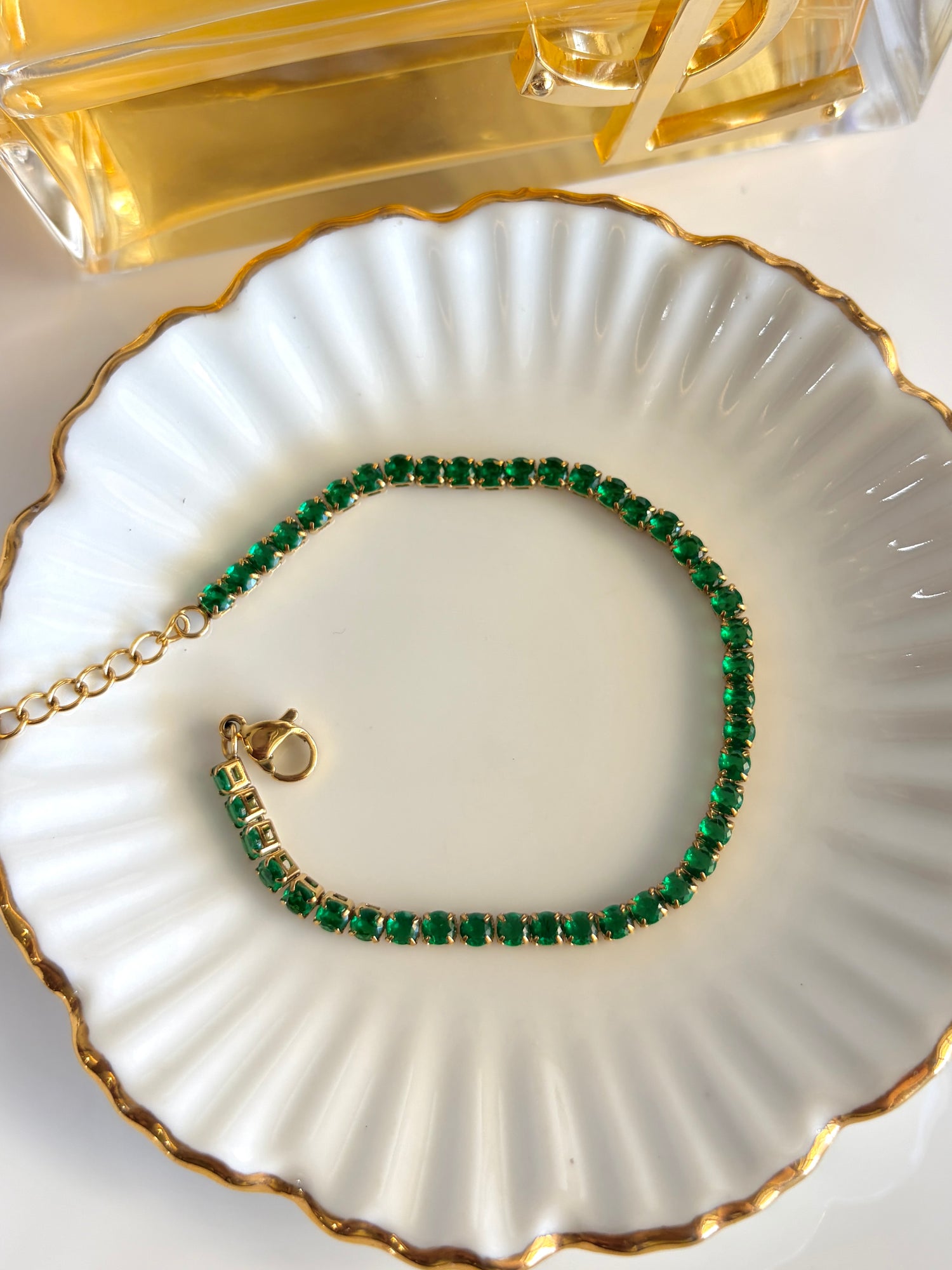 Millie Emerald Green Round Tennis Bracelet