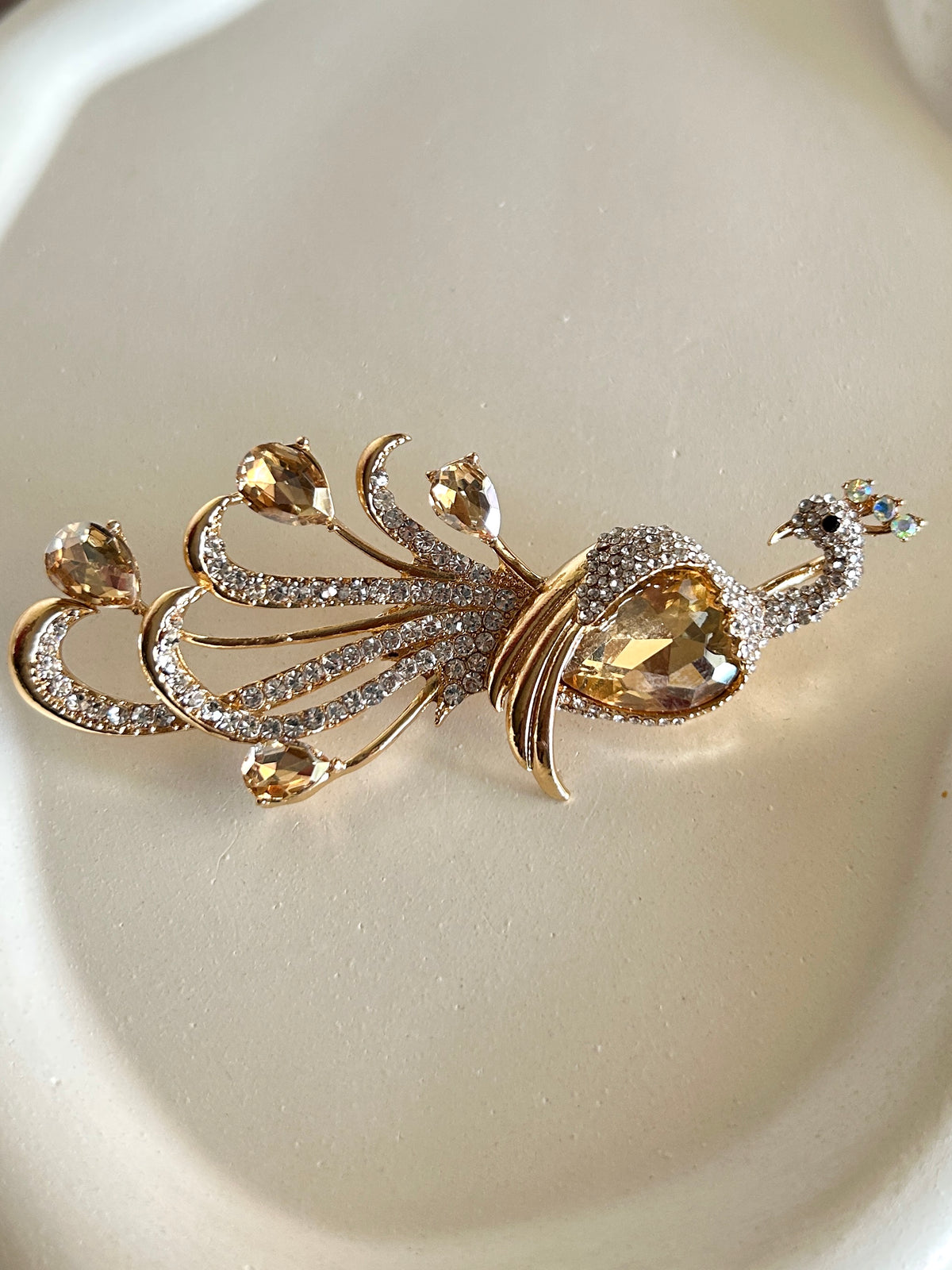 Indian Peacock Gold Studded Traditional Brooch