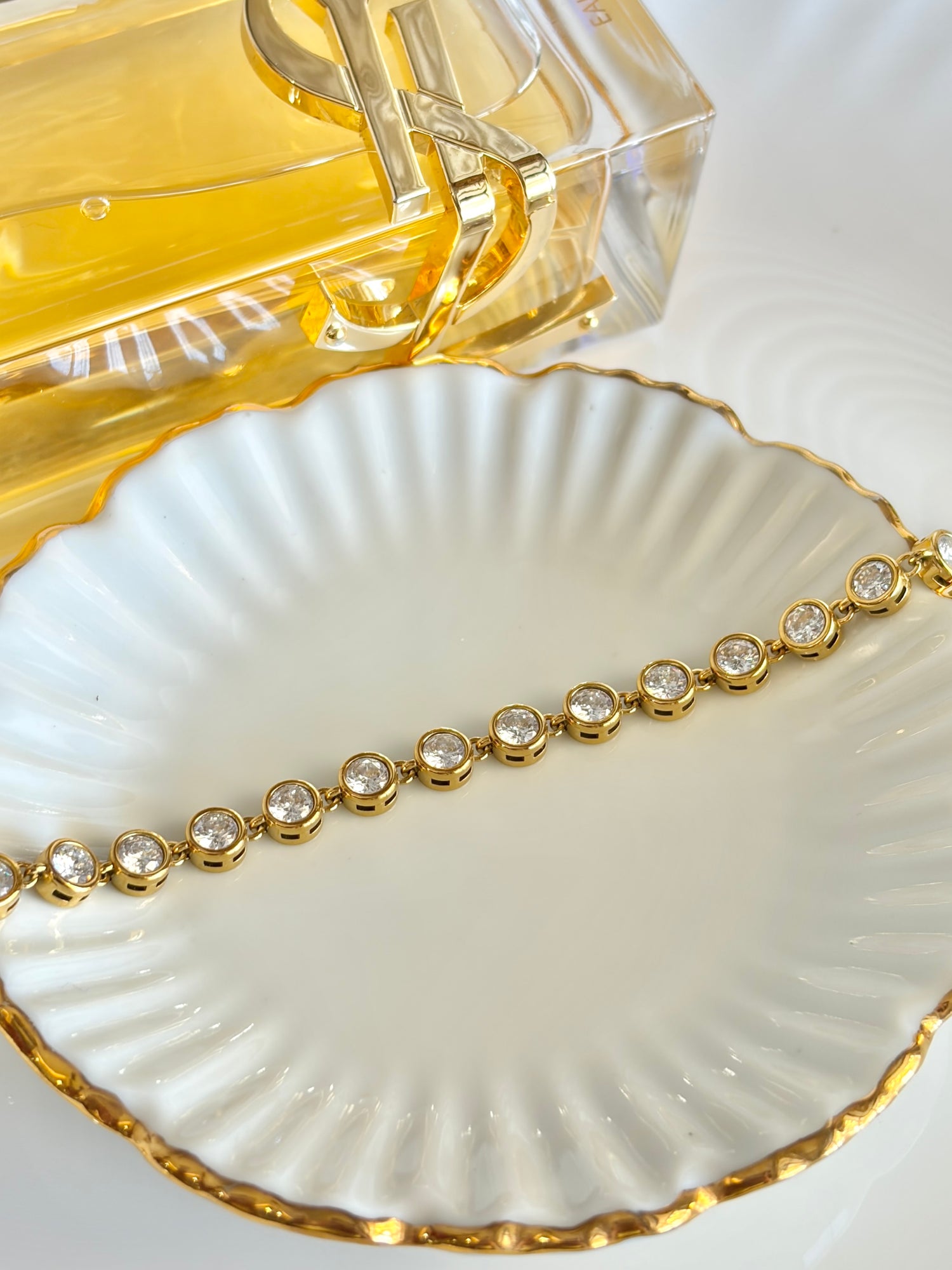 Sophie Gold Round Bezel-Set Tennis Bracelet