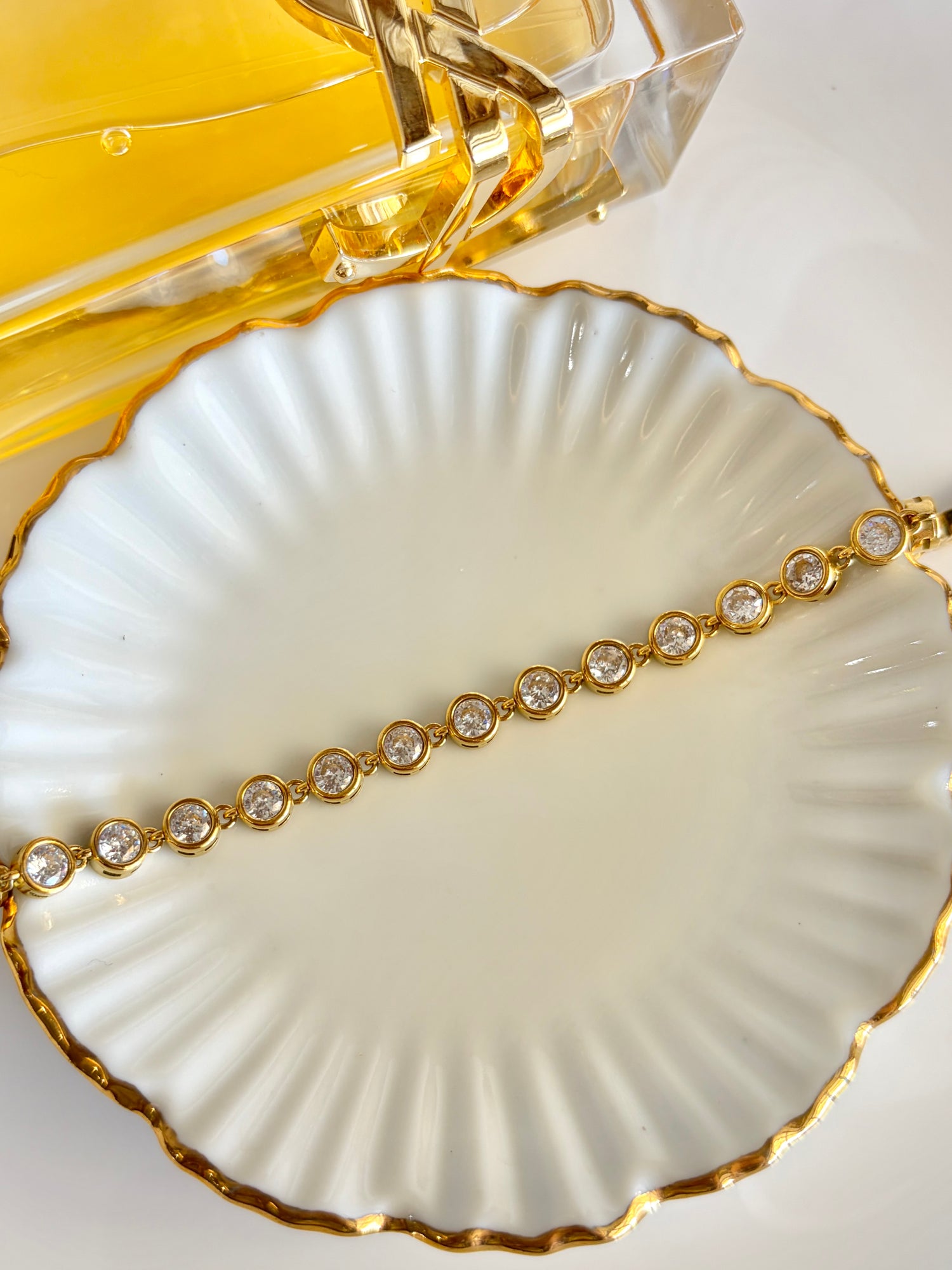 Sophie Gold Round Bezel-Set Tennis Bracelet