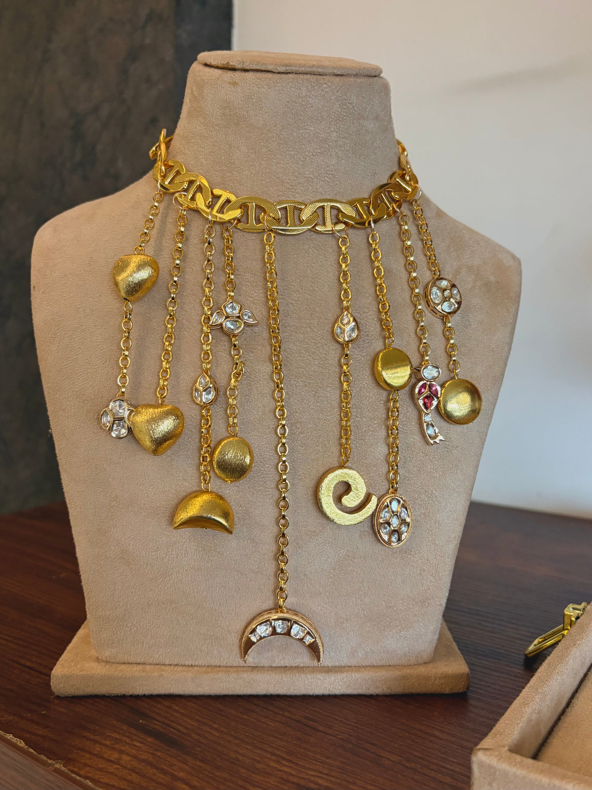 Anaika Gold Multi Charm Polki Kundan Choker Necklace