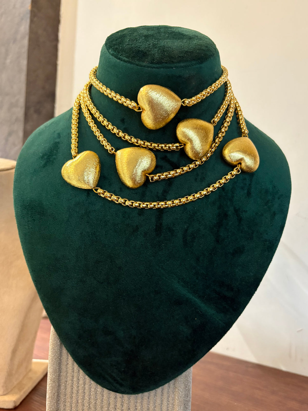 Mira Gold Heart Statement Layered Necklace