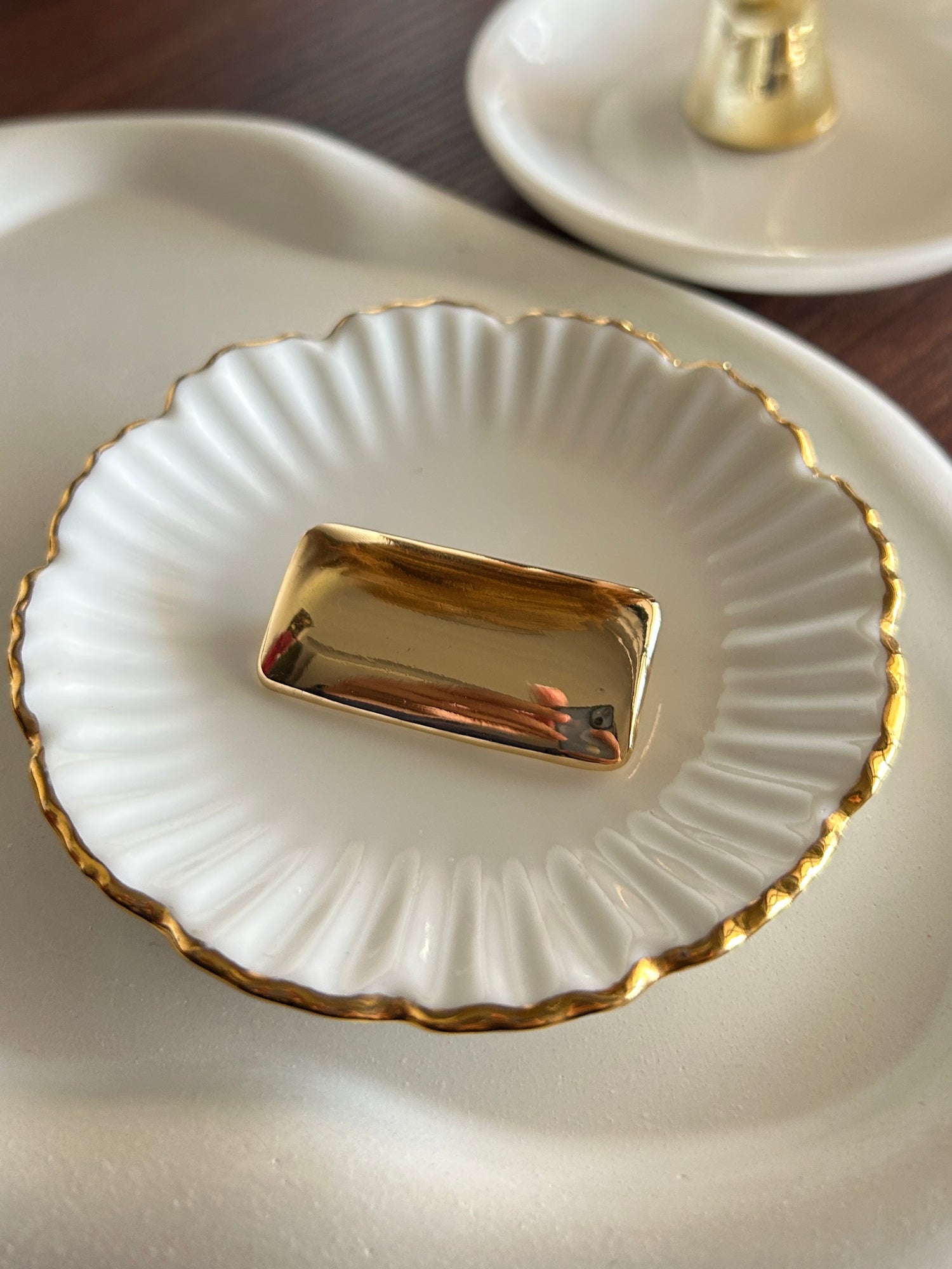 Rectangle Block Statement Gold Brooch