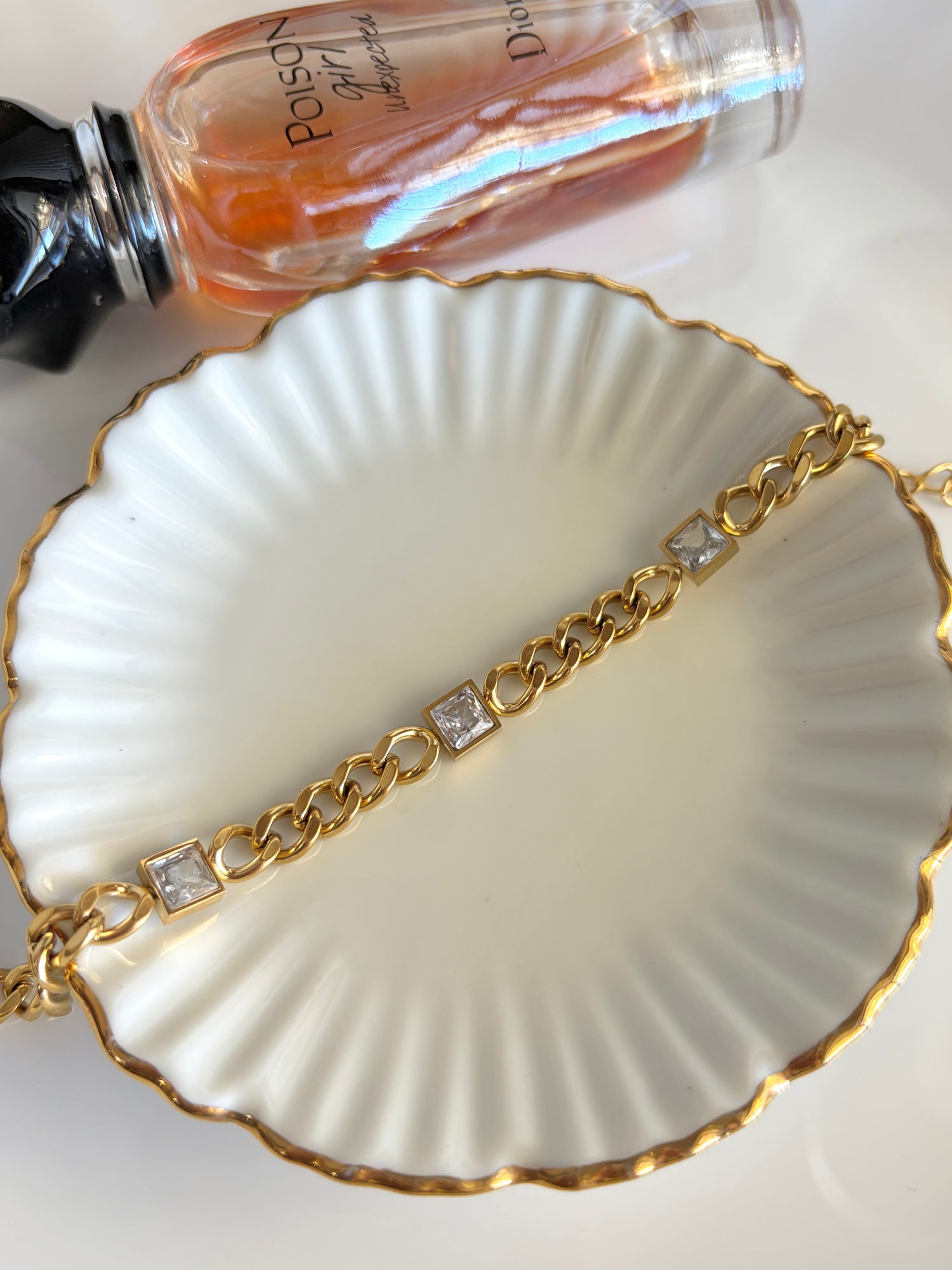 Blair Princess Cut Chain Link with Square Bezel Stones Bracelet