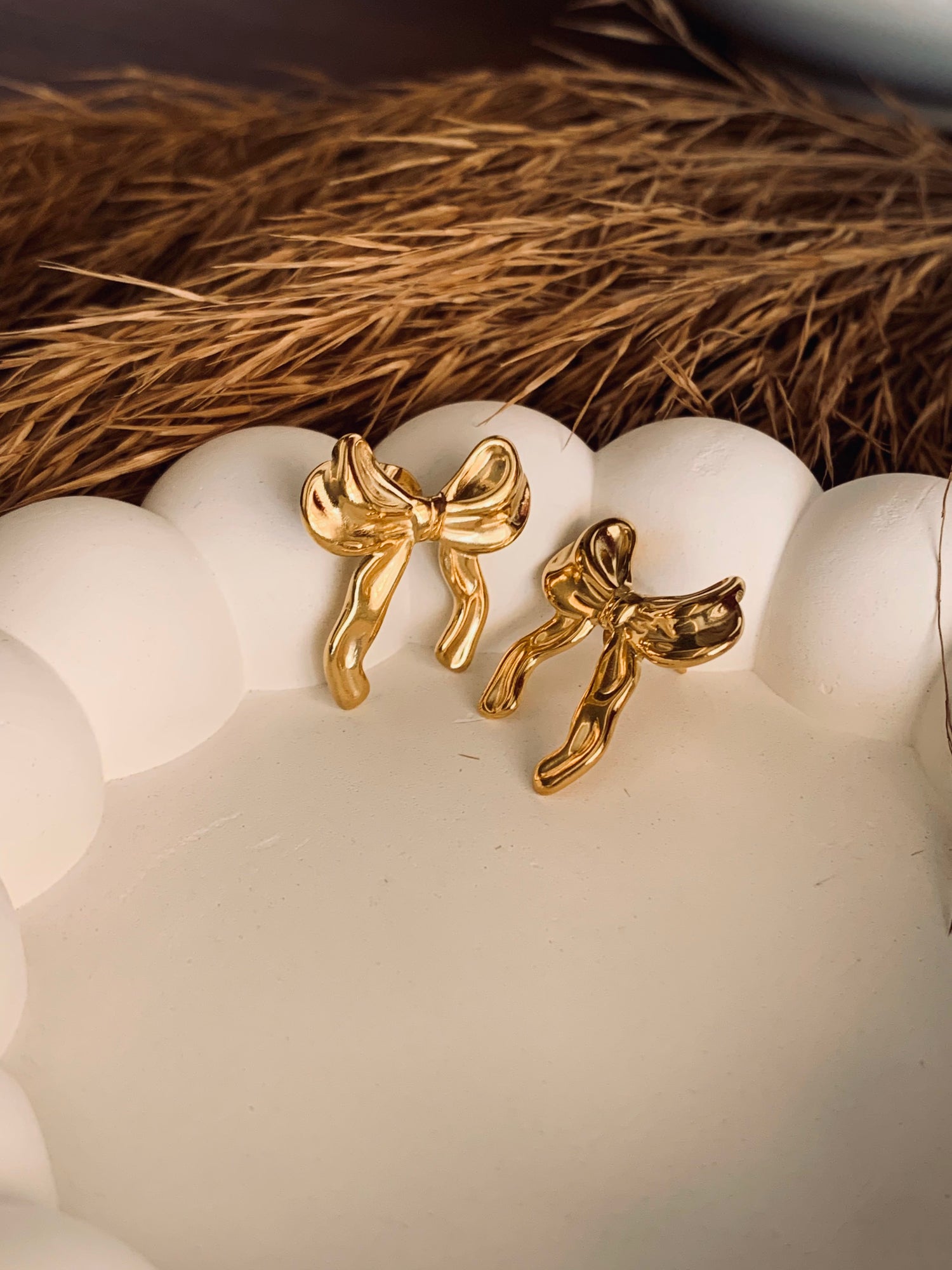 Ribbon Earrings - Waterproof, 18k Gold Plated