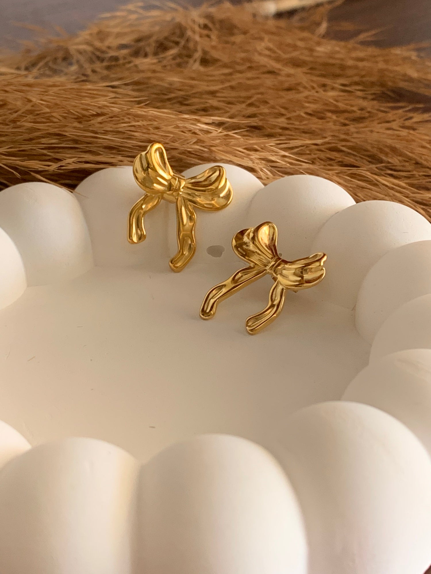 Ribbon Earrings - Waterproof, 18k Gold Plated