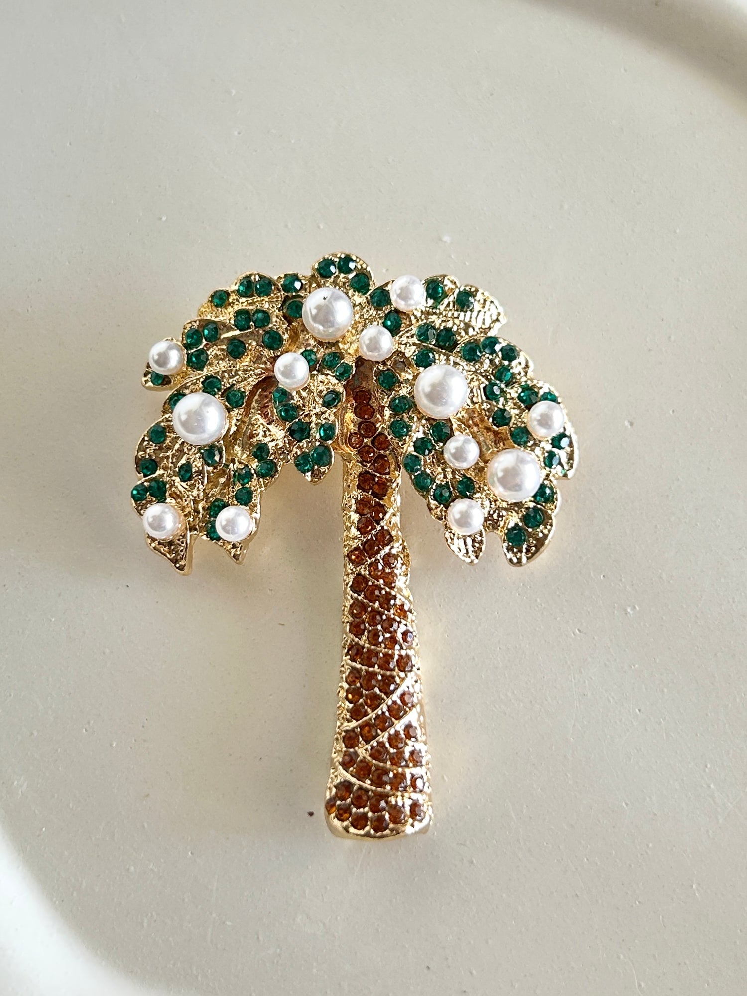 Coconut Pearl Tropical Studded Brooch