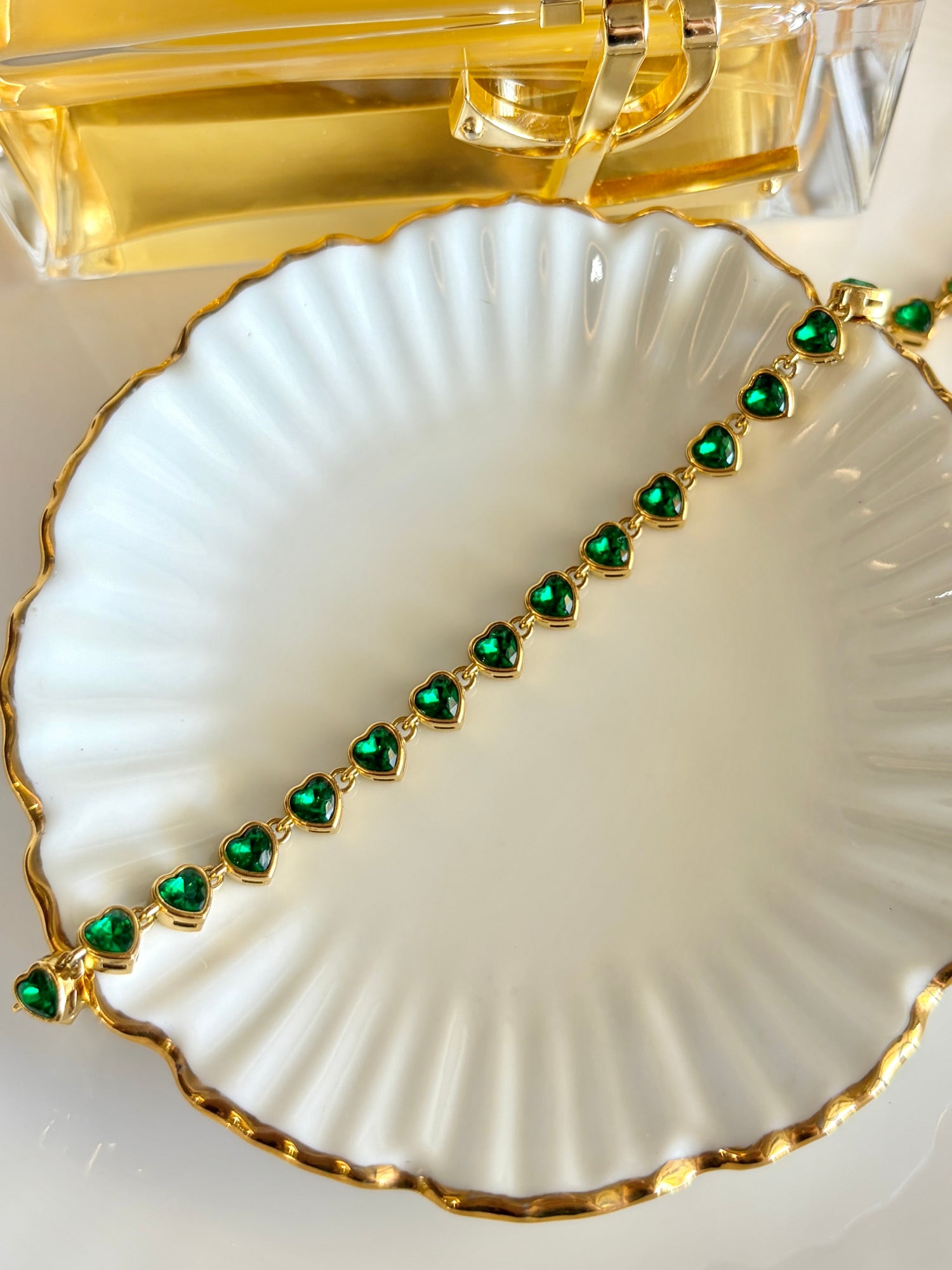 Elena Emerald Green Heart Tennis Bracelet