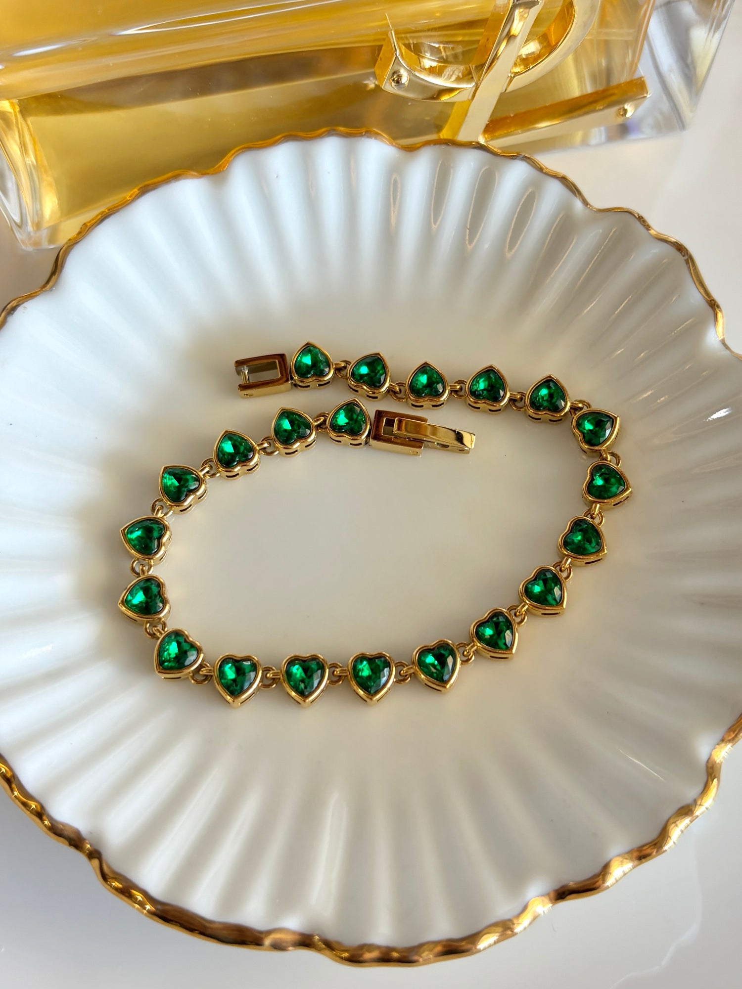 Elena Emerald Green Heart Tennis Bracelet
