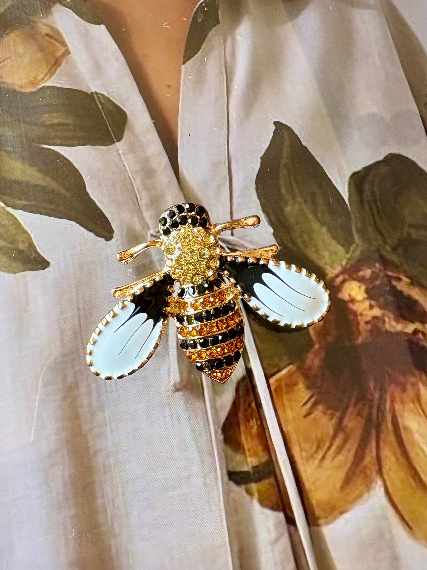 White Honeybee Studded Brooch