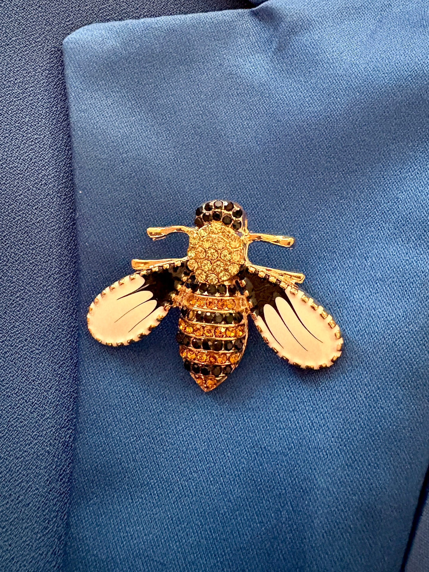White Honeybee Studded Brooch