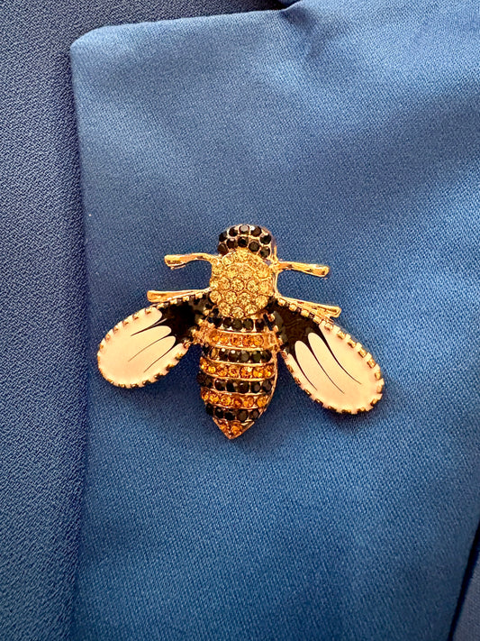 White Honeybee Studded Brooch