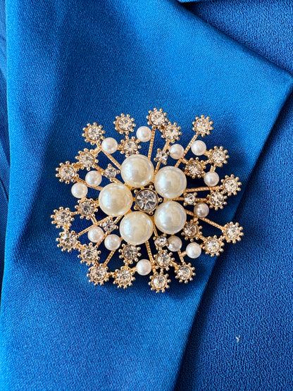 Snowflake Pearl Studded Brooch