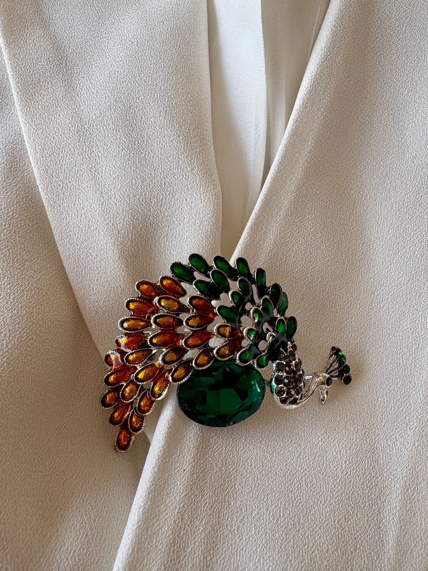 Peacock Studded Brooch