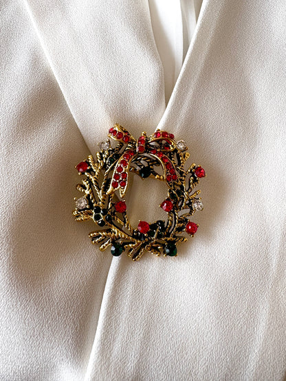 Christmas Bow Leaf Brooch