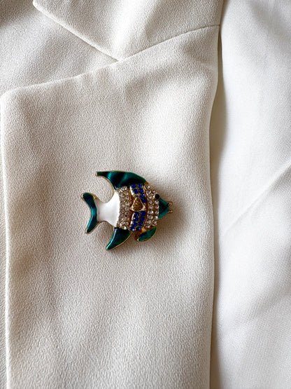 Blue Fish Brooch