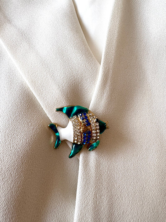 Blue Fish Brooch