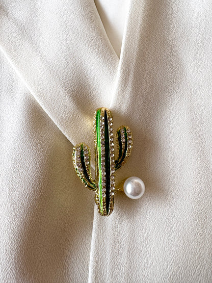 Desert Cactus Pearly Brooch