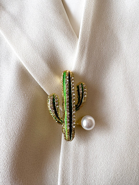 Desert Cactus Pearly Brooch