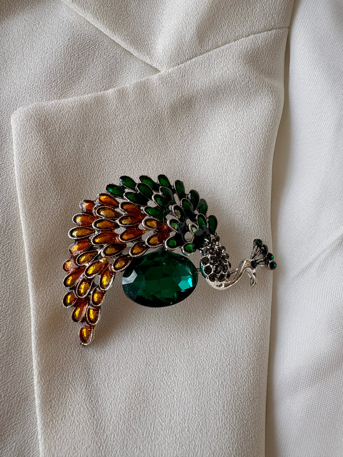 Peacock Studded Brooch