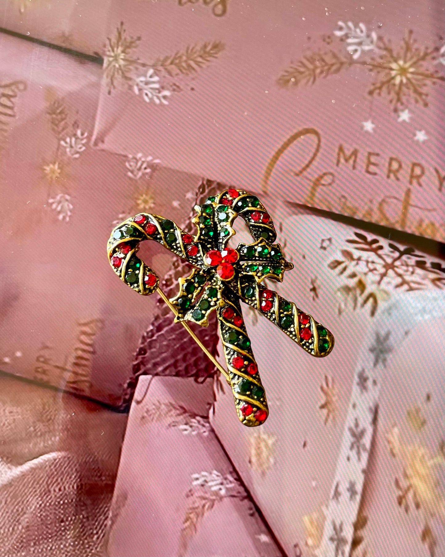 Christmas Umbrella Holiday Brooch