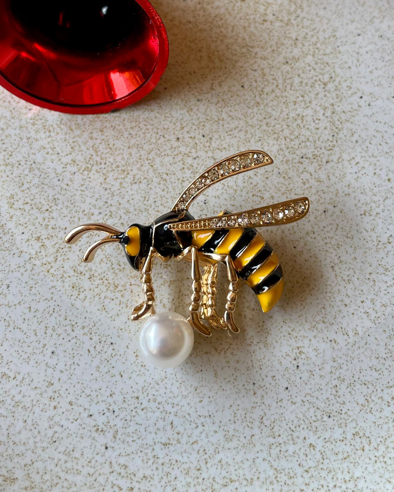 Wasp Bee Pearly Studded Brooch