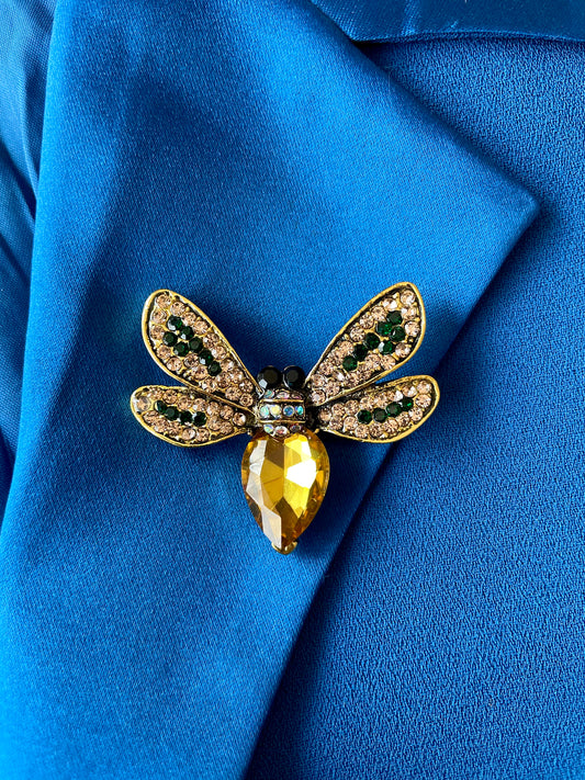 Winged Bee Studded Brooch