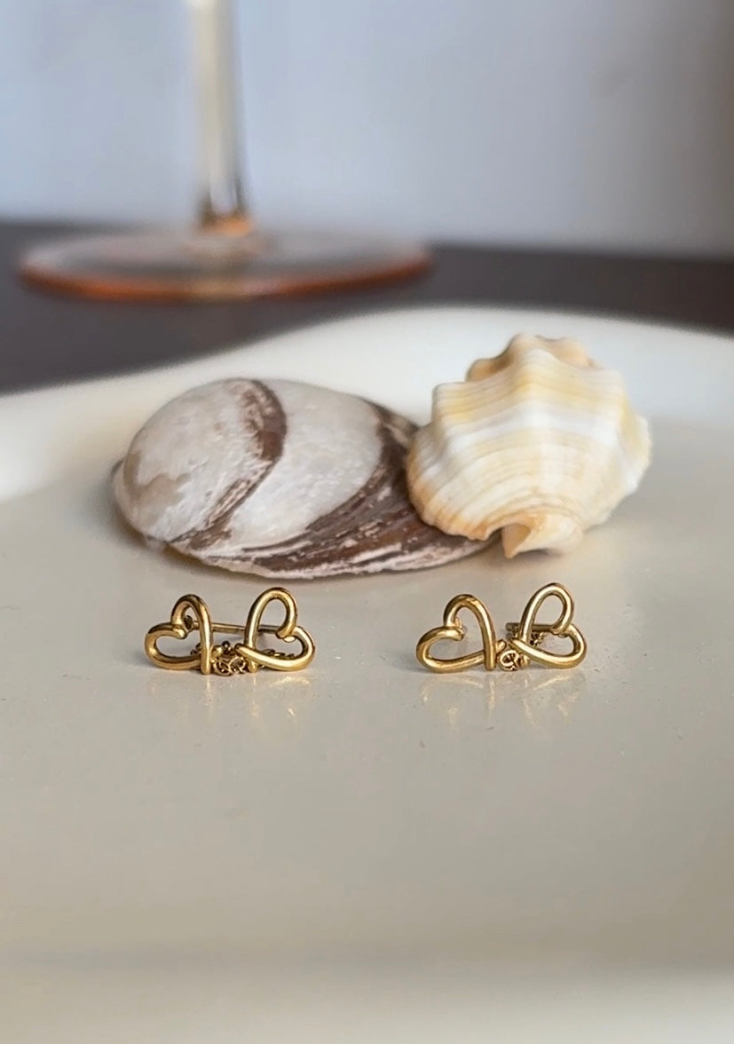 Heart String Earrings - Waterproof, 18k Gold Plated