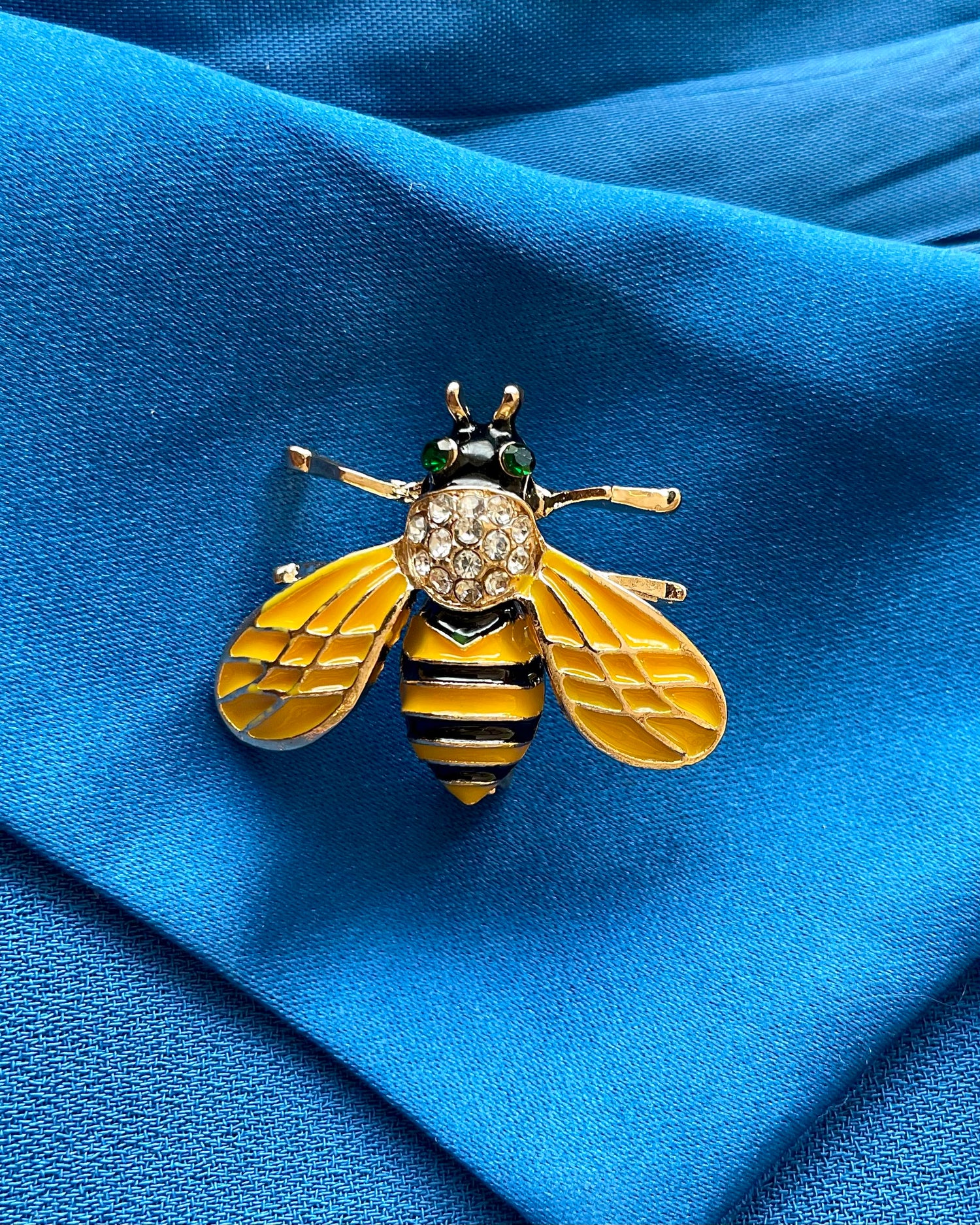Golden White Honeybee Studded Brooch