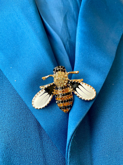 White Honeybee Studded Brooch