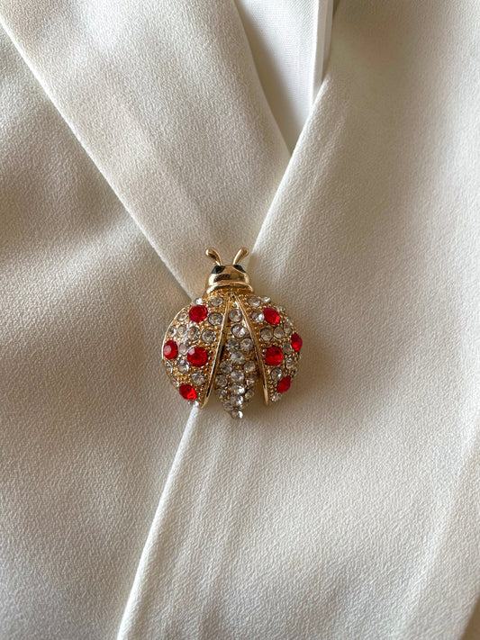 Red Studded Bug Brooch