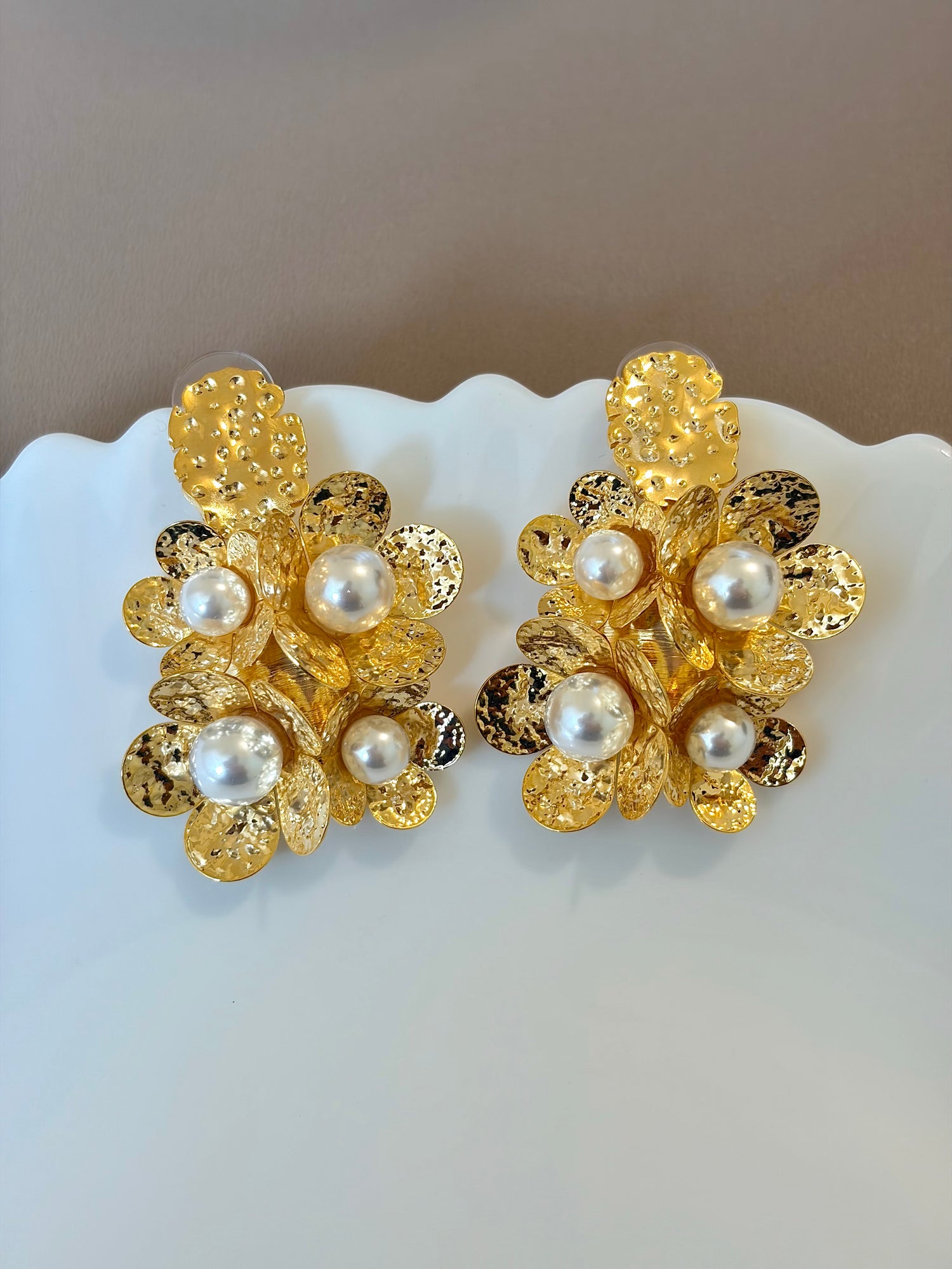 Cluster Floral Pearl Earrings
